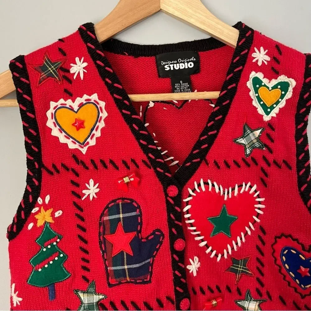 Designers Originals Studio Vintage 1990s Christmas Holiday Sweater Vest Size S